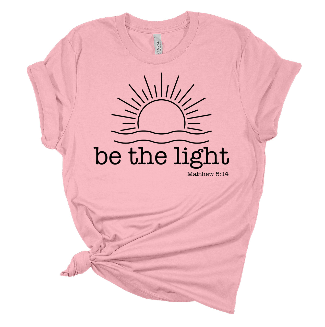 Womens Christian T-shirt Be The Light Matthew 5:14 Short Sleeve T